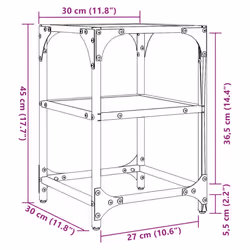 vidaXL Coffee Tables with Transparent Glass Top Side Table End Table Steel - black, 30 x 30 x 45 cm/ 1 pcs