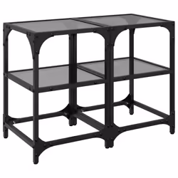 vidaXL Coffee Tables with Transparent Glass Top Side Table End Table Steel - black, 30 x 30 x 45 cm/ 2 pcs
