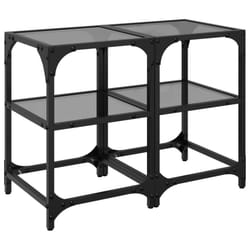 vidaXL Coffee Tables with Transparent Glass Top Side Table End Table Steel - black, 30 x 30 x 45 cm/ 2 pcs