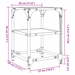 vidaXL Coffee Tables with Transparent Glass Top Side Table End Table Steel - black, 30 x 30 x 45 cm/ 2 pcs