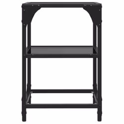 vidaXL Coffee Tables with Transparent Glass Top Side Table End Table Steel - black, 30 x 30 x 45 cm/ 2 pcs - Additional view 4