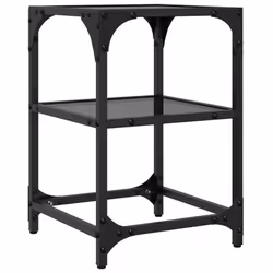 vidaXL Coffee Tables with Transparent Glass Top Side Table End Table Steel - black, 30 x 30 x 45 cm/ 2 pcs - Additional view 5