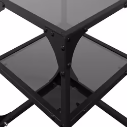 vidaXL Coffee Tables with Transparent Glass Top Side Table End Table Steel - black, 30 x 30 x 45 cm/ 2 pcs - Additional view 7