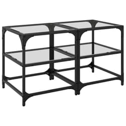 vidaXL Coffee Tables with Transparent Glass Top Side Table End Table Steel - transparent, 40 x 40 x 45 cm/ 2 pcs
