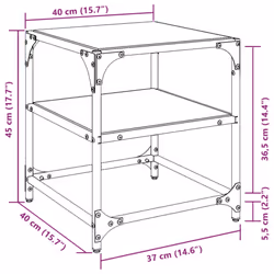vidaXL Coffee Tables with Transparent Glass Top Side Table End Table Steel - transparent, 40 x 40 x 45 cm/ 2 pcs