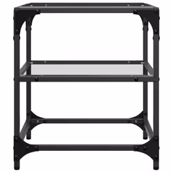 vidaXL Coffee Tables with Transparent Glass Top Side Table End Table Steel - transparent, 40 x 40 x 45 cm/ 2 pcs - Additional view 4