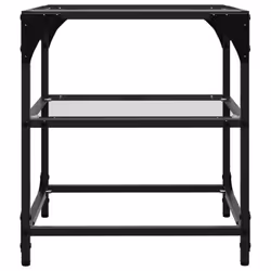 vidaXL Coffee Tables with Transparent Glass Top Side Table End Table Steel - transparent, 40 x 40 x 45 cm/ 2 pcs - Additional view 5