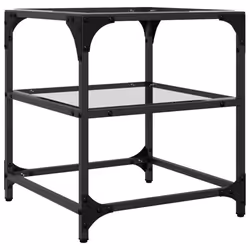vidaXL Coffee Tables with Transparent Glass Top Side Table End Table Steel - transparent, 40 x 40 x 45 cm/ 2 pcs - Additional view 6
