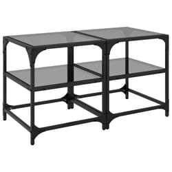 vidaXL Coffee Tables with Transparent Glass Top Side Table End Table Steel - black, 40 x 40 x 45 cm/ 2 pcs