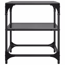 vidaXL Coffee Tables with Transparent Glass Top Side Table End Table Steel - black, 40 x 40 x 45 cm/ 2 pcs - Additional view 4