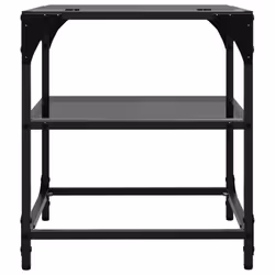 vidaXL Coffee Tables with Transparent Glass Top Side Table End Table Steel - black, 40 x 40 x 45 cm/ 2 pcs - Additional view 5