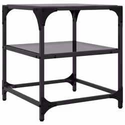 vidaXL Coffee Tables with Transparent Glass Top Side Table End Table Steel - black, 40 x 40 x 45 cm/ 2 pcs - Additional view 6