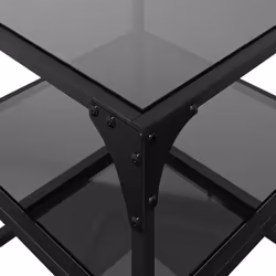 vidaXL Coffee Tables with Transparent Glass Top Side Table End Table Steel - black, 40 x 40 x 45 cm/ 2 pcs - Additional view 8
