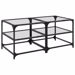 vidaXL Coffee Tables with Transparent Glass Top Side Table End Table Steel - transparent, 50 x 50 x 45 cm/ 2 pcs