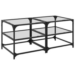 vidaXL Coffee Tables with Transparent Glass Top Side Table End Table Steel - transparent, 50 x 50 x 45 cm/ 2 pcs