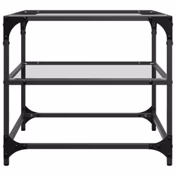 vidaXL Coffee Tables with Transparent Glass Top Side Table End Table Steel - transparent, 50 x 50 x 45 cm/ 2 pcs - Additional view 4