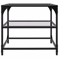 vidaXL Coffee Tables with Transparent Glass Top Side Table End Table Steel - transparent, 50 x 50 x 45 cm/ 2 pcs - Additional view 5