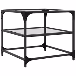 vidaXL Coffee Tables with Transparent Glass Top Side Table End Table Steel - transparent, 50 x 50 x 45 cm/ 2 pcs - Additional view 6