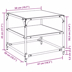 vidaXL Coffee Tables with Transparent Glass Top Side Table End Table Steel - transparent, 50 x 50 x 45 cm/ 2 pcs - Additional view 9