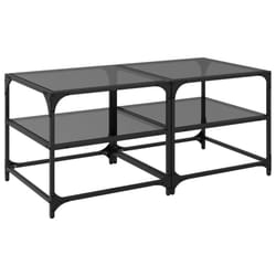 vidaXL Coffee Tables with Transparent Glass Top Side Table End Table Steel - black, 50 x 50 x 45 cm/ 2 pcs