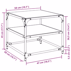 vidaXL Coffee Tables with Transparent Glass Top Side Table End Table Steel - black, 50 x 50 x 45 cm/ 2 pcs