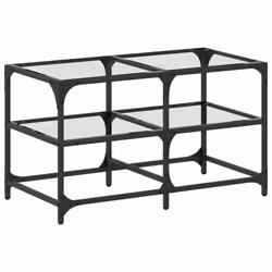 vidaXL Coffee Table with Transparent Glass Top End Table Side Table Steel - transparent, 78.5 x 40 x 45 cm