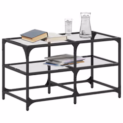 vidaXL Coffee Table with Transparent Glass Top End Table Side Table Steel - transparent, 78.5 x 40 x 45 cm