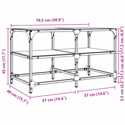 vidaXL Coffee Table with Transparent Glass Top End Table Side Table Steel - transparent, 78.5 x 40 x 45 cm