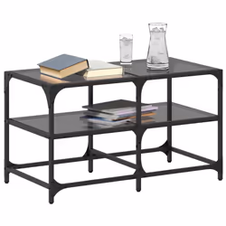 vidaXL Coffee Table with Transparent Glass Top End Table Side Table Steel - black, 78.5 x 40 x 45 cm - Additional view 2