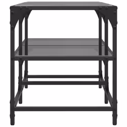 vidaXL Coffee Table with Transparent Glass Top End Table Side Table Steel - black, 78.5 x 40 x 45 cm - Additional view 4