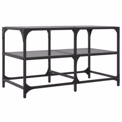 vidaXL Coffee Table with Transparent Glass Top End Table Side Table Steel - black, 78.5 x 40 x 45 cm - Additional view 5
