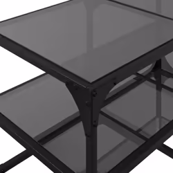 vidaXL Coffee Table with Transparent Glass Top End Table Side Table Steel - black, 78.5 x 40 x 45 cm - Additional view 7