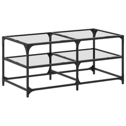 vidaXL Coffee Table with Transparent Glass Top End Table Side Table Steel - transparent, 98.5 x 50 x 45 cm