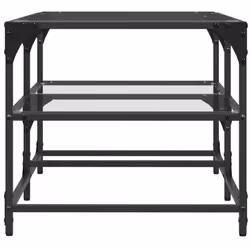 vidaXL Coffee Table with Transparent Glass Top End Table Side Table Steel - transparent, 98.5 x 50 x 45 cm - Additional view 4
