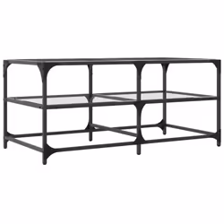 vidaXL Coffee Table with Transparent Glass Top End Table Side Table Steel - transparent, 98.5 x 50 x 45 cm - Additional view 5