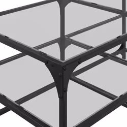 vidaXL Coffee Table with Transparent Glass Top End Table Side Table Steel - transparent, 98.5 x 50 x 45 cm - Additional view 7