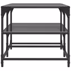 vidaXL Coffee Table with Transparent Glass Top End Table Side Table Steel - black, 98.5 x 50 x 45 cm - Additional view 4