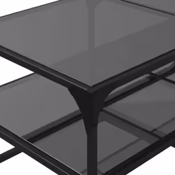 vidaXL Coffee Table with Transparent Glass Top End Table Side Table Steel - black, 98.5 x 50 x 45 cm - Additional view 7