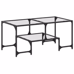 vidaXL Coffee Table with Transparent Glass Top End Table Side Table Steel - transparent