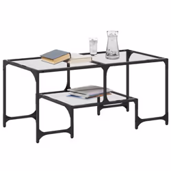 vidaXL Coffee Table with Transparent Glass Top End Table Side Table Steel - transparent