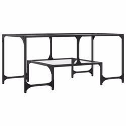 vidaXL Coffee Table with Transparent Glass Top End Table Side Table Steel - transparent - Additional view 5