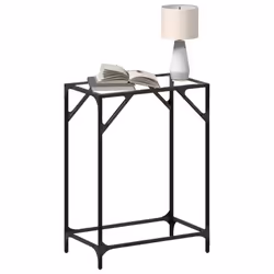 vidaXL Console Table with Transparent Glass Top End Table Side Table Steel - transparent, 60 x 35 x 81 cm