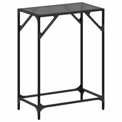 vidaXL Console Table with Transparent Glass Top End Table Side Table Steel - black, 60 x 35 x 81 cm