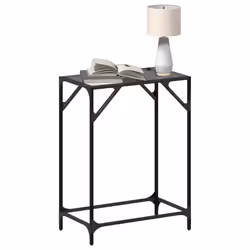 vidaXL Console Table with Transparent Glass Top End Table Side Table Steel - black, 60 x 35 x 81 cm