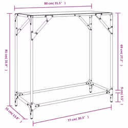 vidaXL Console Table with Transparent Glass Top End Table Side Table Steel - black, 60 x 35 x 81 cm