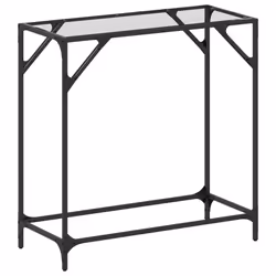 vidaXL Console Table with Transparent Glass Top End Table Side Table Steel - transparent, 80 x 35 x 81 cm