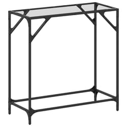 vidaXL Console Table with Transparent Glass Top End Table Side Table Steel - transparent, 80 x 35 x 81 cm
