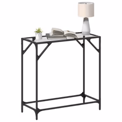 vidaXL Console Table with Transparent Glass Top End Table Side Table Steel - transparent, 80 x 35 x 81 cm