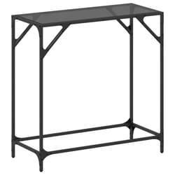 vidaXL Console Table with Transparent Glass Top End Table Side Table Steel - black, 80 x 35 x 81 cm