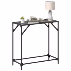 vidaXL Console Table with Transparent Glass Top End Table Side Table Steel - black, 80 x 35 x 81 cm